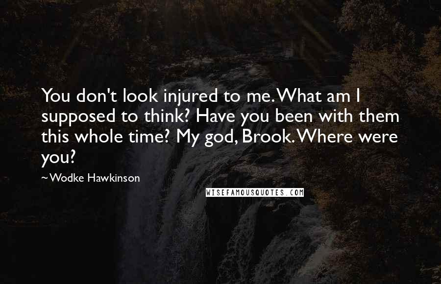Wodke Hawkinson Quotes: You don't look injured to me. What am I supposed to think? Have you been with them this whole time? My god, Brook. Where were you?