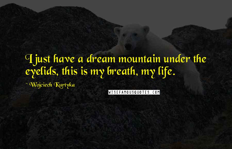 Wojciech Kurtyka Quotes: I just have a dream mountain under the eyelids, this is my breath, my life.