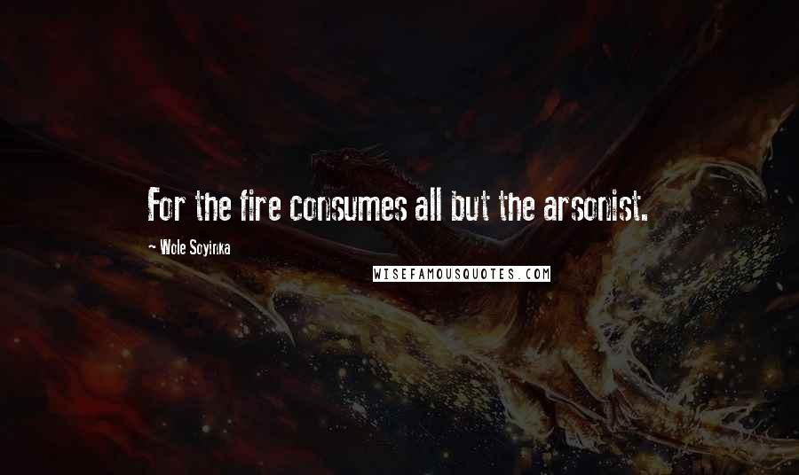 Wole Soyinka Quotes: For the fire consumes all but the arsonist.