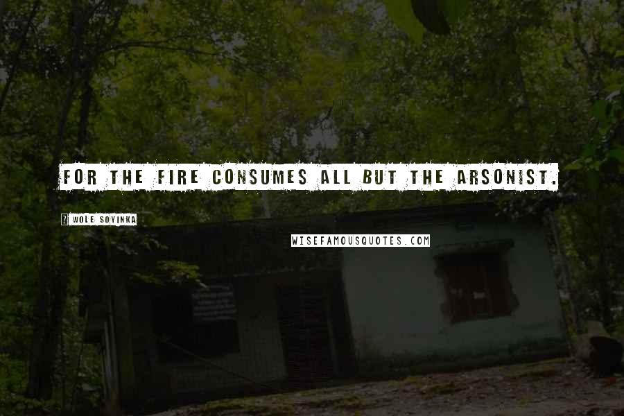Wole Soyinka Quotes: For the fire consumes all but the arsonist.