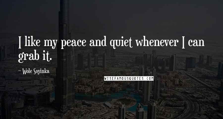 Wole Soyinka Quotes: I like my peace and quiet whenever I can grab it.