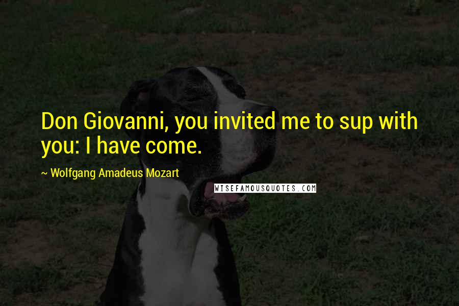 Wolfgang Amadeus Mozart Quotes: Don Giovanni, you invited me to sup with you: I have come.