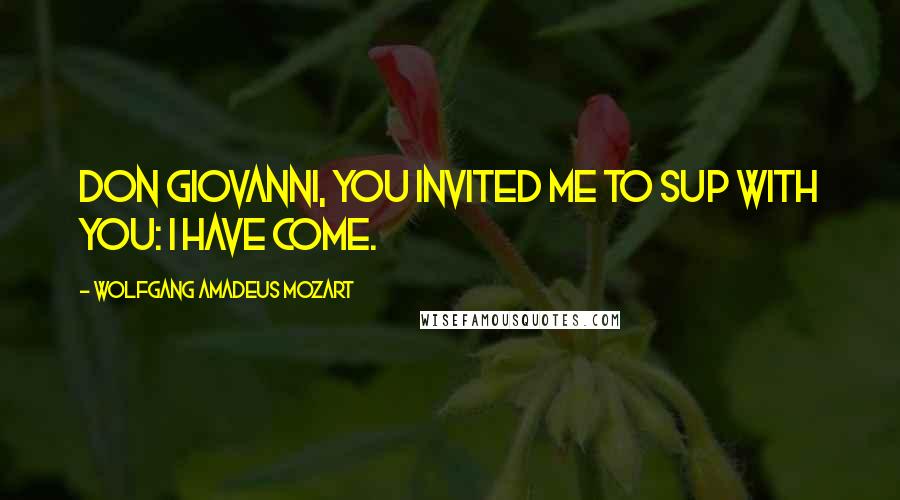 Wolfgang Amadeus Mozart Quotes: Don Giovanni, you invited me to sup with you: I have come.