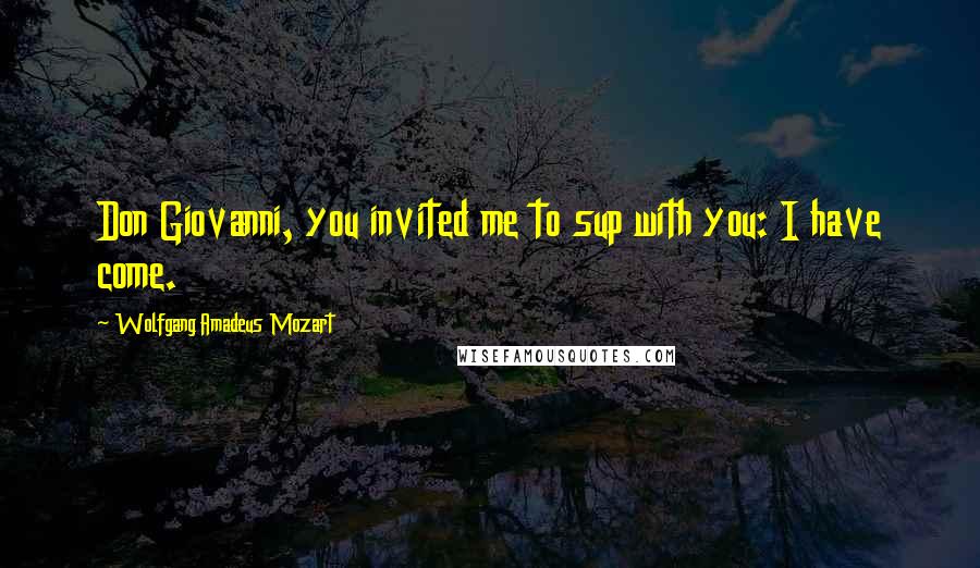 Wolfgang Amadeus Mozart Quotes: Don Giovanni, you invited me to sup with you: I have come.