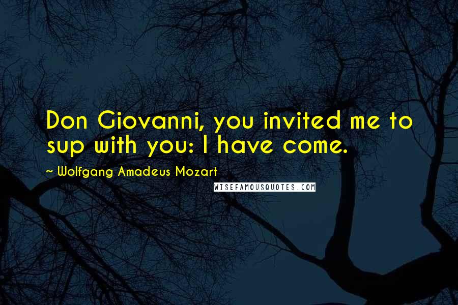 Wolfgang Amadeus Mozart Quotes: Don Giovanni, you invited me to sup with you: I have come.