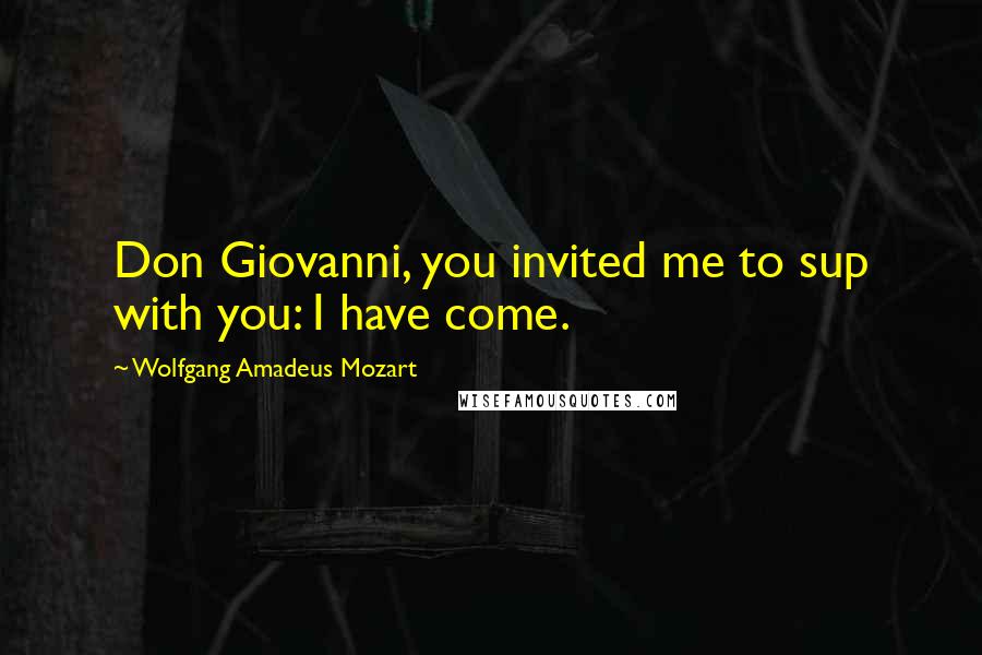 Wolfgang Amadeus Mozart Quotes: Don Giovanni, you invited me to sup with you: I have come.