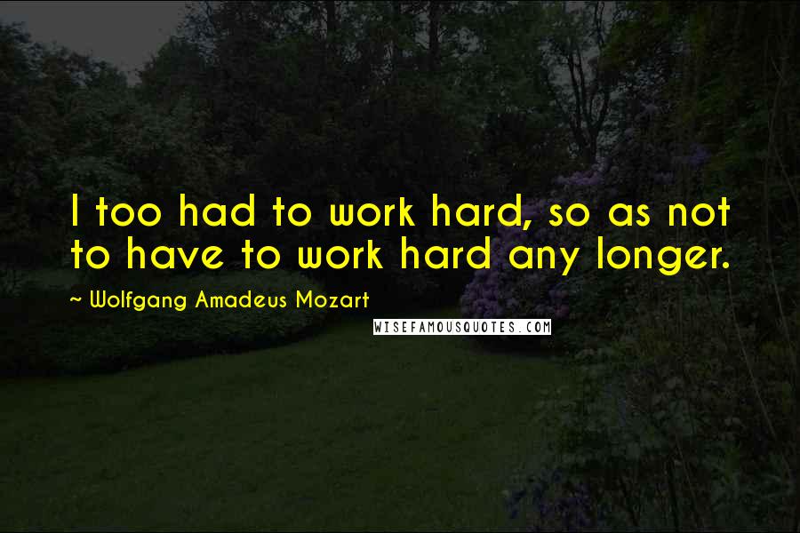 Wolfgang Amadeus Mozart Quotes: I too had to work hard, so as not to have to work hard any longer.