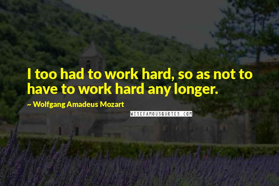 Wolfgang Amadeus Mozart Quotes: I too had to work hard, so as not to have to work hard any longer.