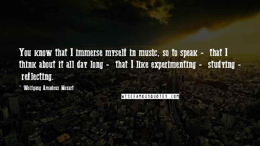 Wolfgang Amadeus Mozart Quotes: You know that I immerse myself in music, so to speak -  that I think about it all day long -  that I like experimenting -  studying -  reflecting.