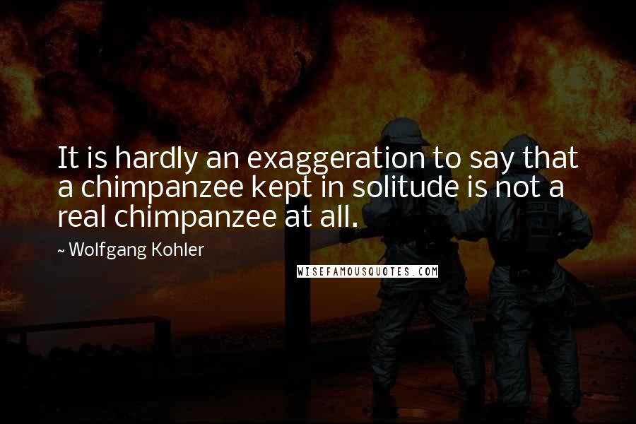 Wolfgang Kohler Quotes: It is hardly an exaggeration to say that a chimpanzee kept in solitude is not a real chimpanzee at all.