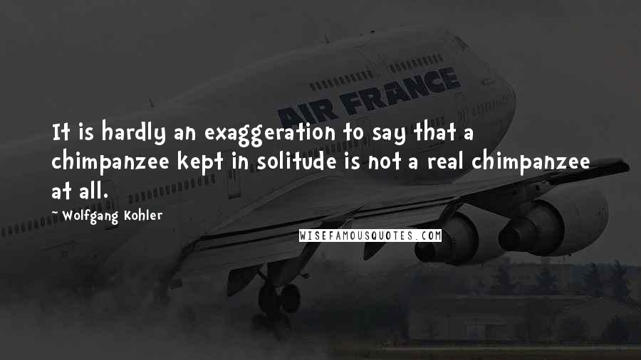 Wolfgang Kohler Quotes: It is hardly an exaggeration to say that a chimpanzee kept in solitude is not a real chimpanzee at all.