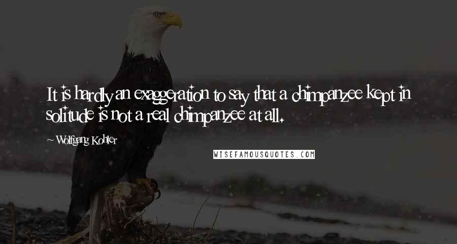 Wolfgang Kohler Quotes: It is hardly an exaggeration to say that a chimpanzee kept in solitude is not a real chimpanzee at all.