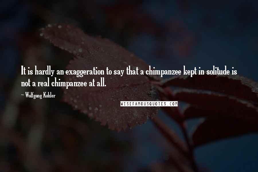 Wolfgang Kohler Quotes: It is hardly an exaggeration to say that a chimpanzee kept in solitude is not a real chimpanzee at all.