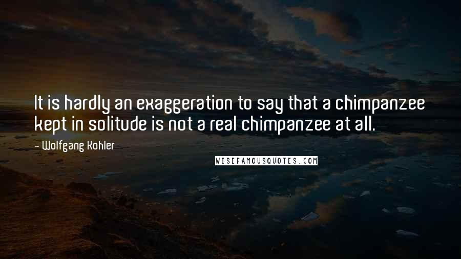 Wolfgang Kohler Quotes: It is hardly an exaggeration to say that a chimpanzee kept in solitude is not a real chimpanzee at all.