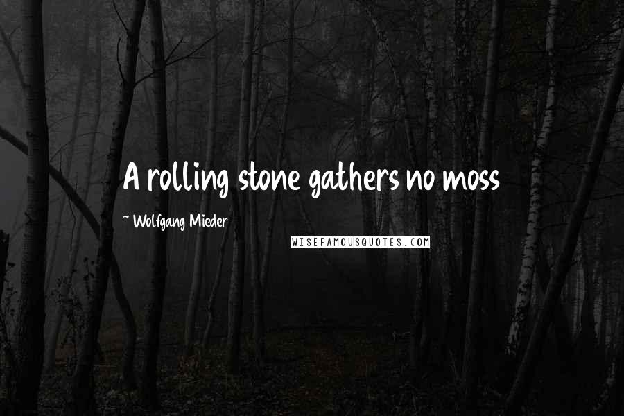 Wolfgang Mieder Quotes: A rolling stone gathers no moss