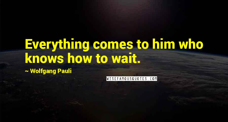 Wolfgang Pauli Quotes: Everything comes to him who knows how to wait.