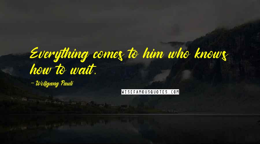 Wolfgang Pauli Quotes: Everything comes to him who knows how to wait.