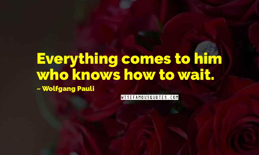 Wolfgang Pauli Quotes: Everything comes to him who knows how to wait.