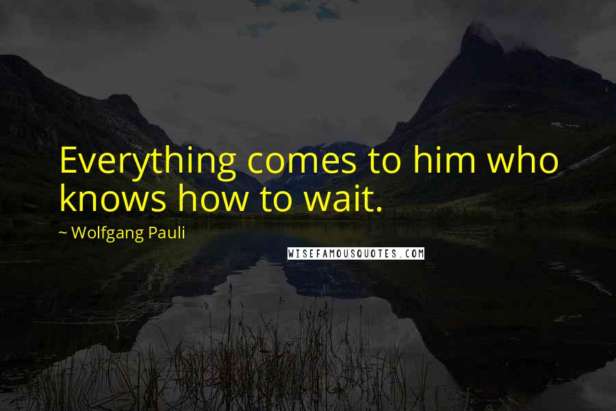 Wolfgang Pauli Quotes: Everything comes to him who knows how to wait.