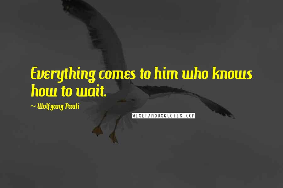 Wolfgang Pauli Quotes: Everything comes to him who knows how to wait.