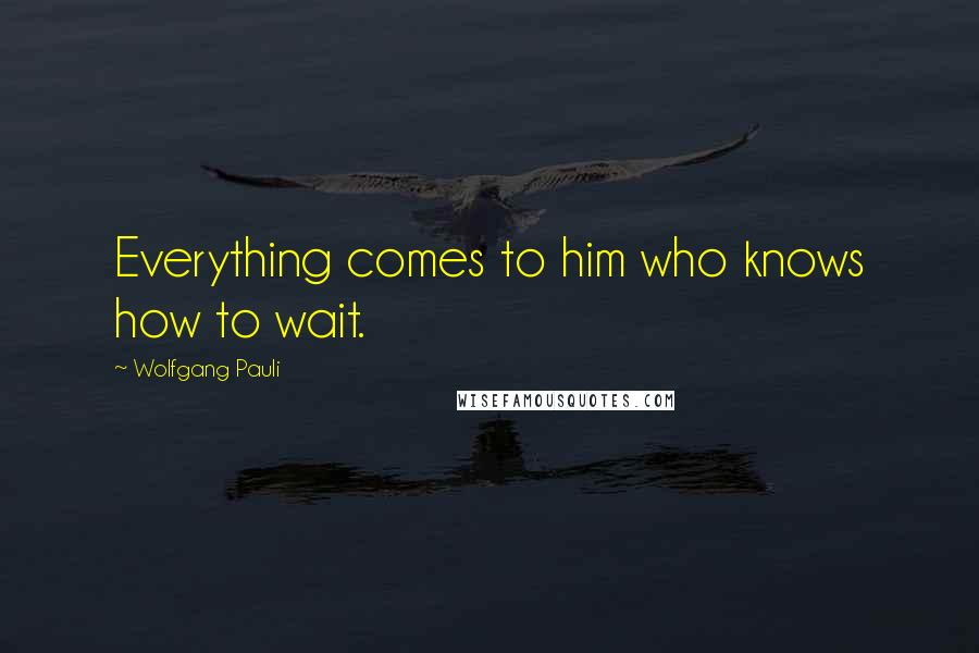 Wolfgang Pauli Quotes: Everything comes to him who knows how to wait.