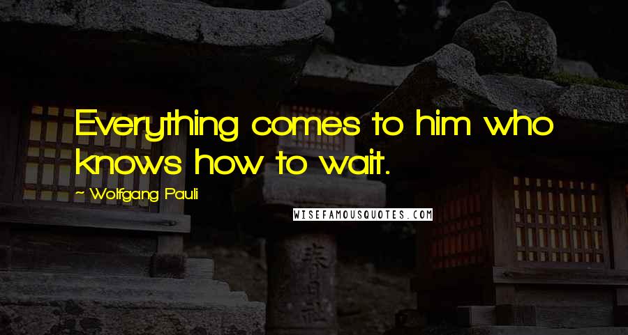 Wolfgang Pauli Quotes: Everything comes to him who knows how to wait.