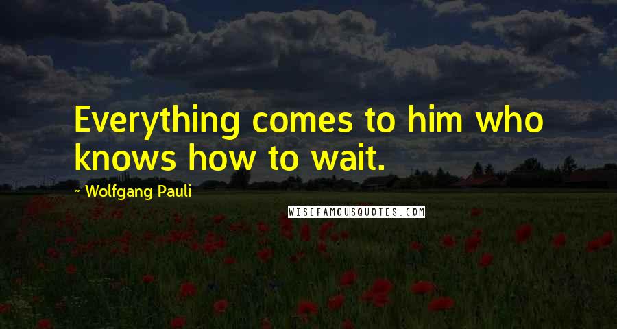 Wolfgang Pauli Quotes: Everything comes to him who knows how to wait.