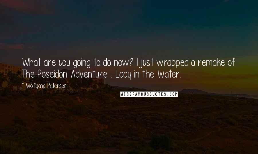 Wolfgang Petersen Quotes: What are you going to do now? I just wrapped a remake of The Poseidon Adventure .. Lady in the Water.