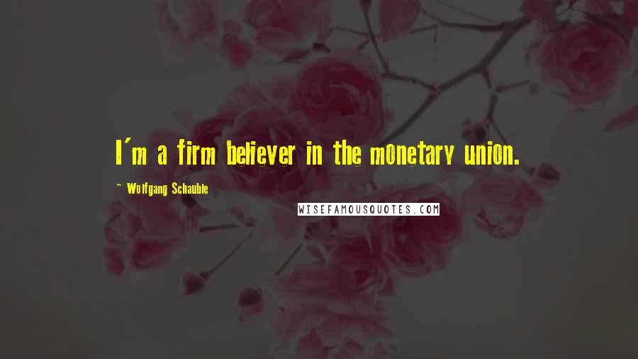 Wolfgang Schauble Quotes: I'm a firm believer in the monetary union.