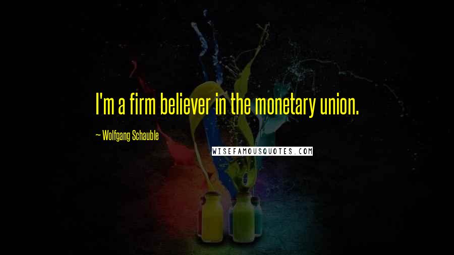 Wolfgang Schauble Quotes: I'm a firm believer in the monetary union.