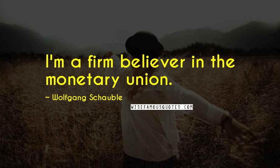 Wolfgang Schauble Quotes: I'm a firm believer in the monetary union.