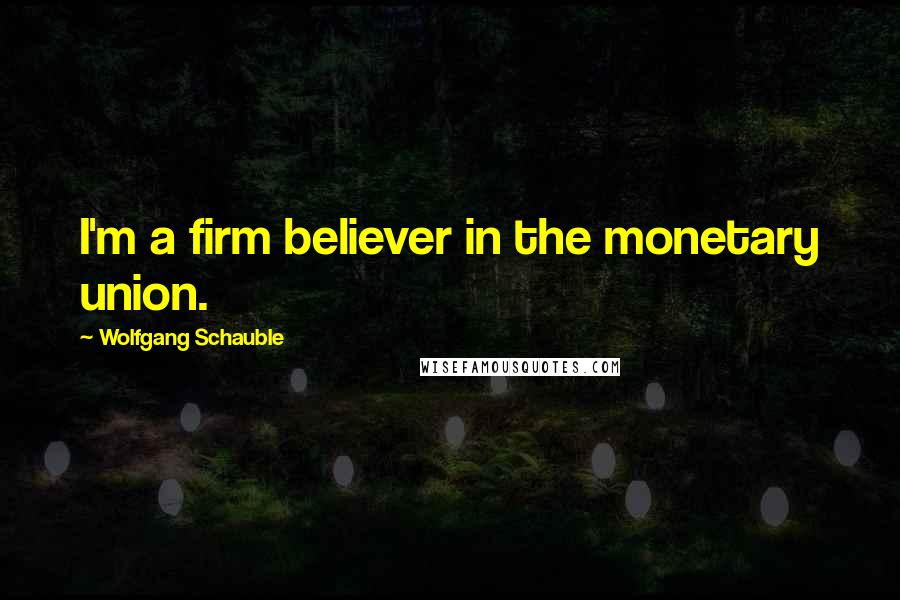 Wolfgang Schauble Quotes: I'm a firm believer in the monetary union.
