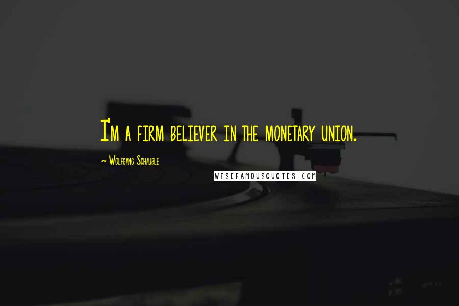Wolfgang Schauble Quotes: I'm a firm believer in the monetary union.