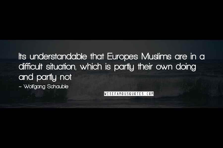 Wolfgang Schauble Quotes: It's understandable that Europe's Muslims are in a difficult situation, which is partly their own doing and partly not.