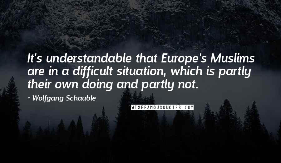 Wolfgang Schauble Quotes: It's understandable that Europe's Muslims are in a difficult situation, which is partly their own doing and partly not.