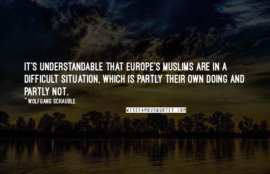 Wolfgang Schauble Quotes: It's understandable that Europe's Muslims are in a difficult situation, which is partly their own doing and partly not.