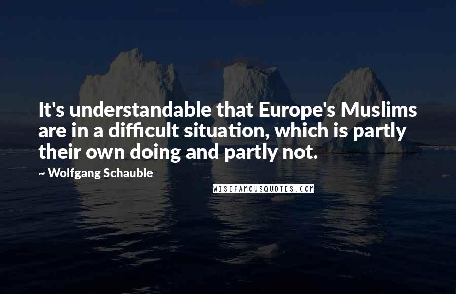 Wolfgang Schauble Quotes: It's understandable that Europe's Muslims are in a difficult situation, which is partly their own doing and partly not.