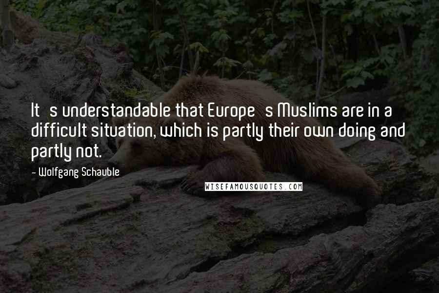 Wolfgang Schauble Quotes: It's understandable that Europe's Muslims are in a difficult situation, which is partly their own doing and partly not.