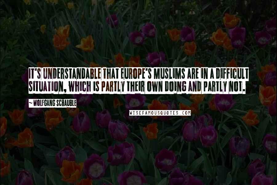 Wolfgang Schauble Quotes: It's understandable that Europe's Muslims are in a difficult situation, which is partly their own doing and partly not.