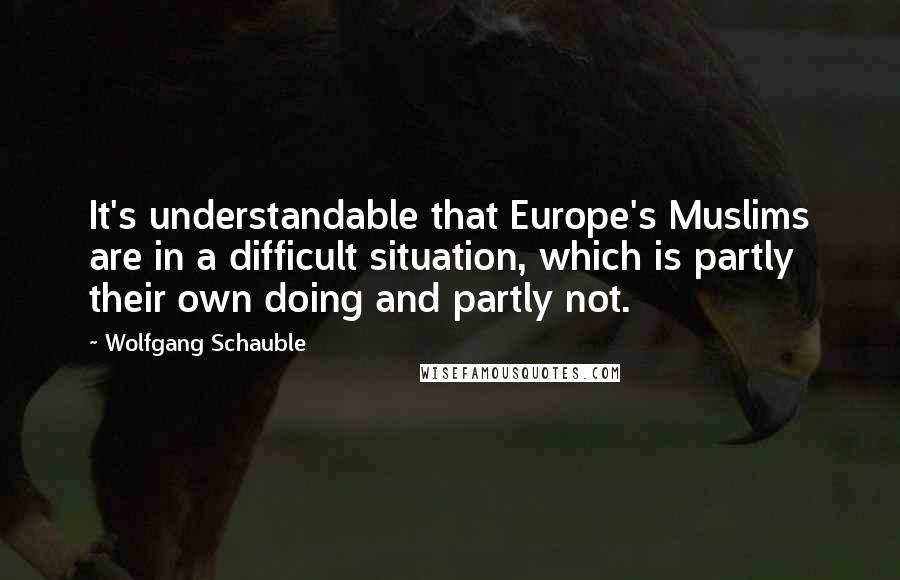 Wolfgang Schauble Quotes: It's understandable that Europe's Muslims are in a difficult situation, which is partly their own doing and partly not.