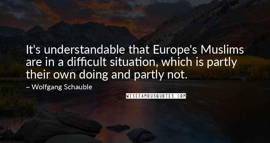 Wolfgang Schauble Quotes: It's understandable that Europe's Muslims are in a difficult situation, which is partly their own doing and partly not.