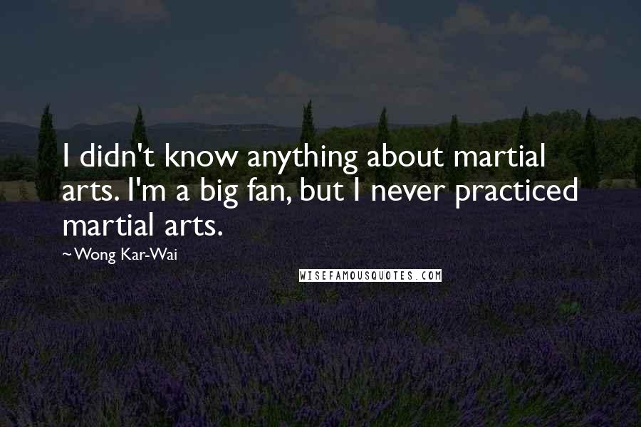 Wong Kar-Wai Quotes: I didn't know anything about martial arts. I'm a big fan, but I never practiced martial arts.