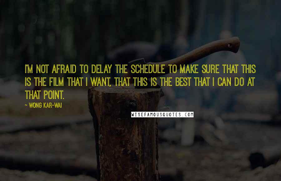 Wong Kar-Wai Quotes: I'm not afraid to delay the schedule to make sure that this is the film that I want, that this is the best that I can do at that point.