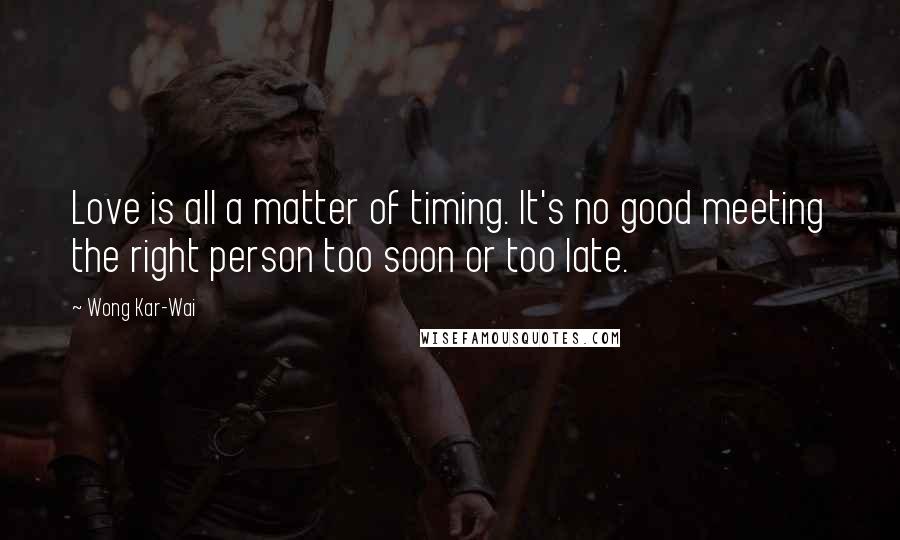 Wong Kar-Wai Quotes: Love is all a matter of timing. It's no good meeting the right person too soon or too late.