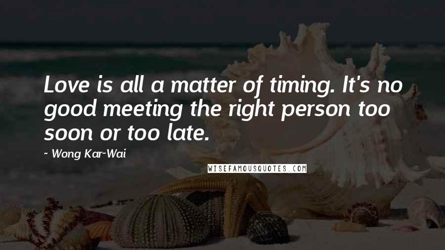 Wong Kar-Wai Quotes: Love is all a matter of timing. It's no good meeting the right person too soon or too late.