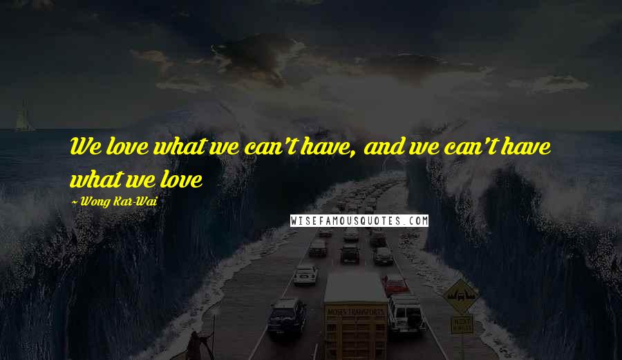 Wong Kar-Wai Quotes: We love what we can't have, and we can't have what we love