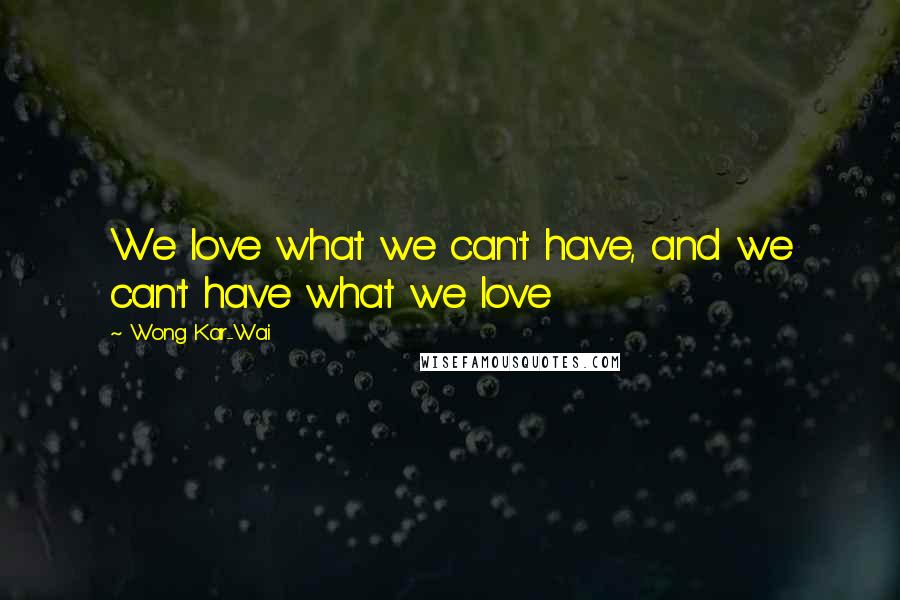 Wong Kar-Wai Quotes: We love what we can't have, and we can't have what we love