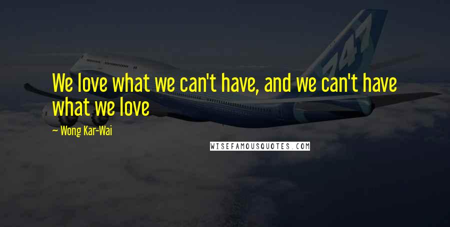 Wong Kar-Wai Quotes: We love what we can't have, and we can't have what we love