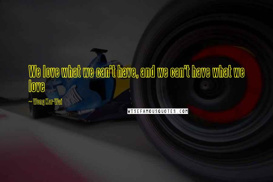 Wong Kar-Wai Quotes: We love what we can't have, and we can't have what we love