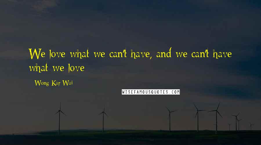 Wong Kar-Wai Quotes: We love what we can't have, and we can't have what we love